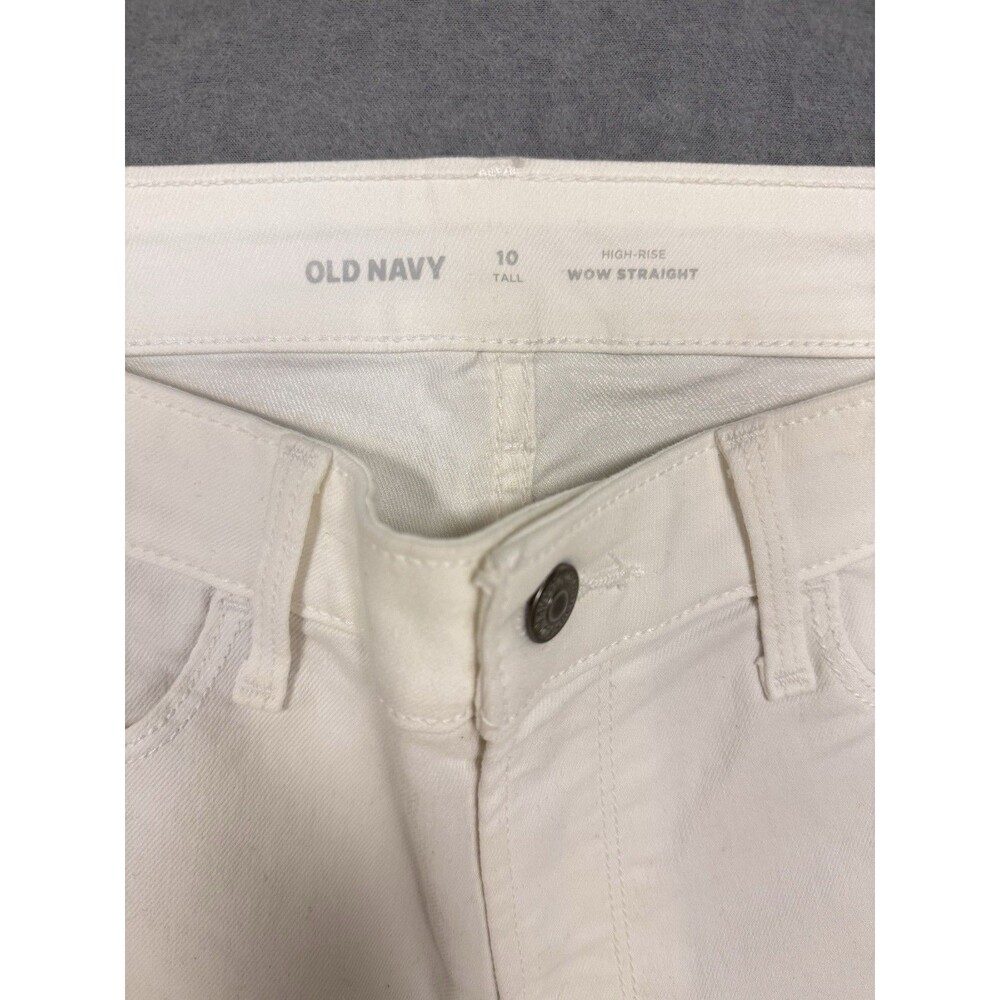 Old Navy Wow Straight Jeans Womens 10 Tall White High Rise Stretch Denim - Picture 5 of 10